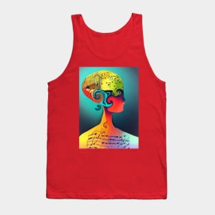 Music Notes On My Mind Surrealism Rectangle Design Tank Top